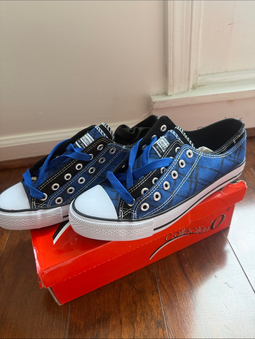 Collection O Blue Plaid Low-Top Sneakers Men 7